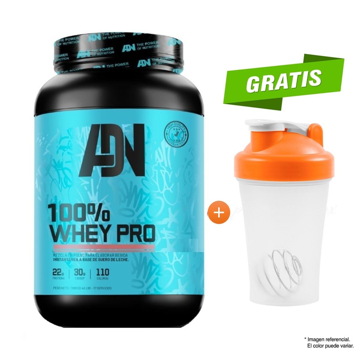 ADN - ADN NUTRITION 100% WHEY PRO 1.1 KG VAINILLA + SHAKER