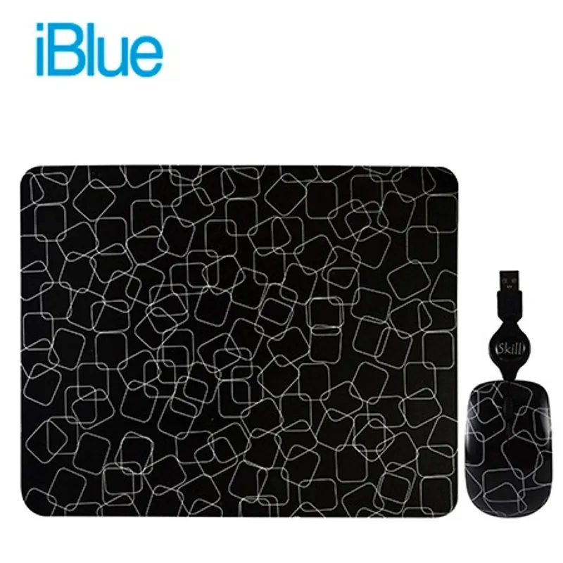 IBLUE - KIT PAD + MOUSE IBLUE RETRACTIL USB FUNKY SQUARES PN XMK-886-FS