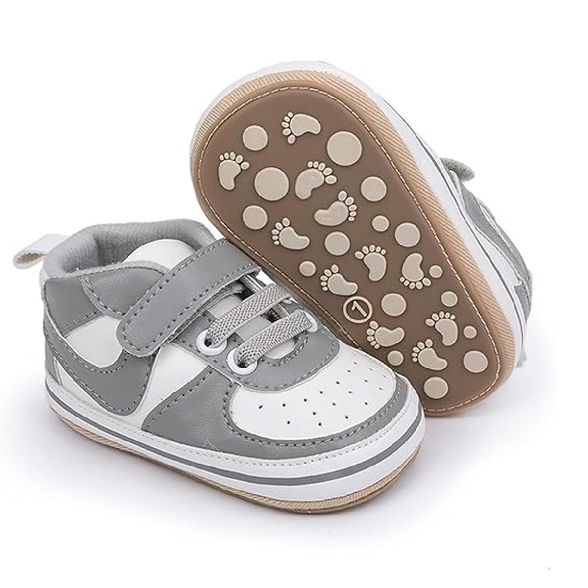 GENERICO - Zapatitos para bebé - Zapatilla Urbanas - Blanco con plomo