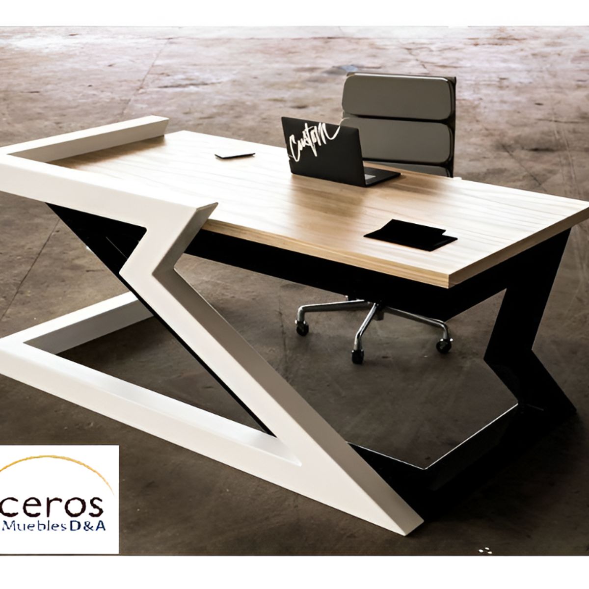 GENERICO - Escritorio FLASHT  de metal Color Blanco y Negro
