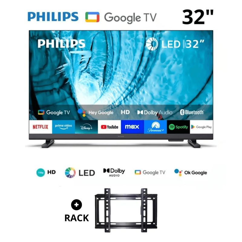 PHILIPS - Televisor Smart PHILIPS HD 32 Google TV 32PHD6909 + rack
