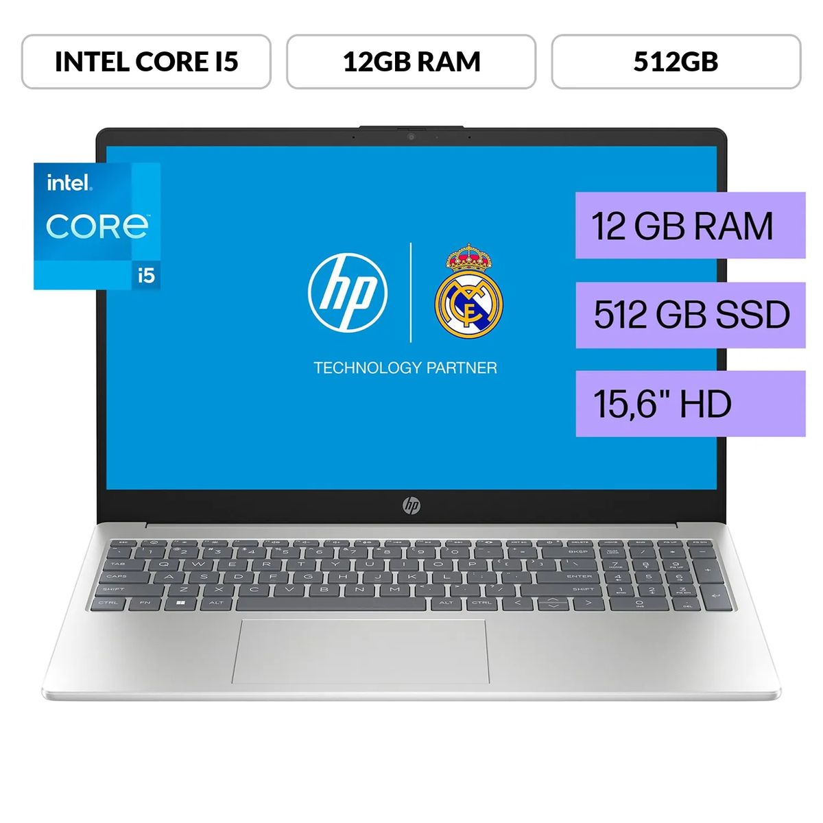 HP - Laptop HP 15-fd0061la Intel Core i5 12GB RAM 512GB SSD Pantalla 156” HD