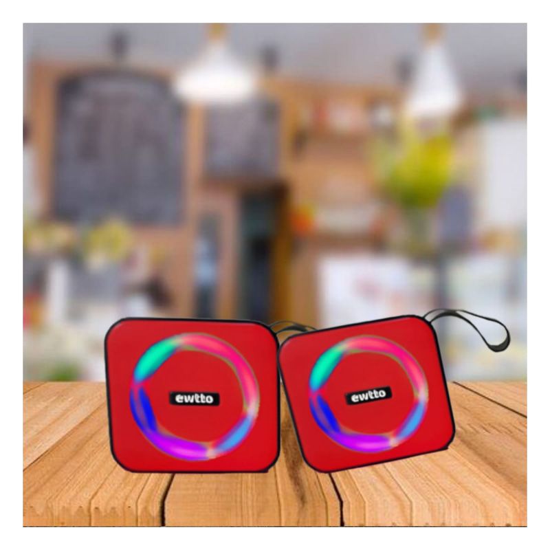 RYBIU IMPORT - Pack4 Parlante Karaoke Color Rojo Y+Banderitas Adhesivas