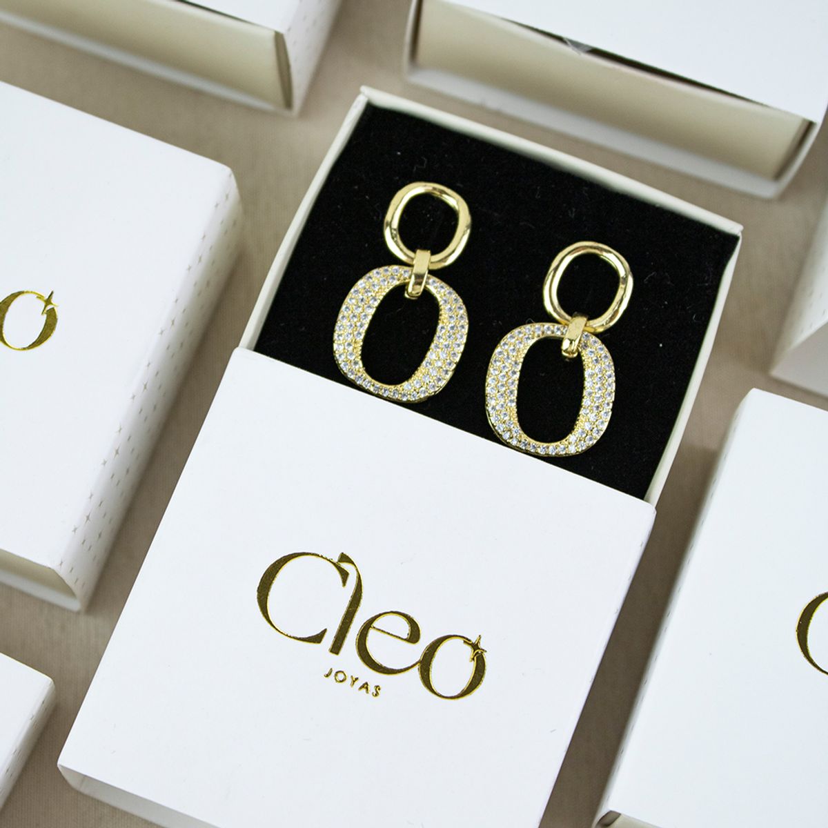 CLEO JOYAS & ACCESORIOS - Aretes Raffa Dorado Acero