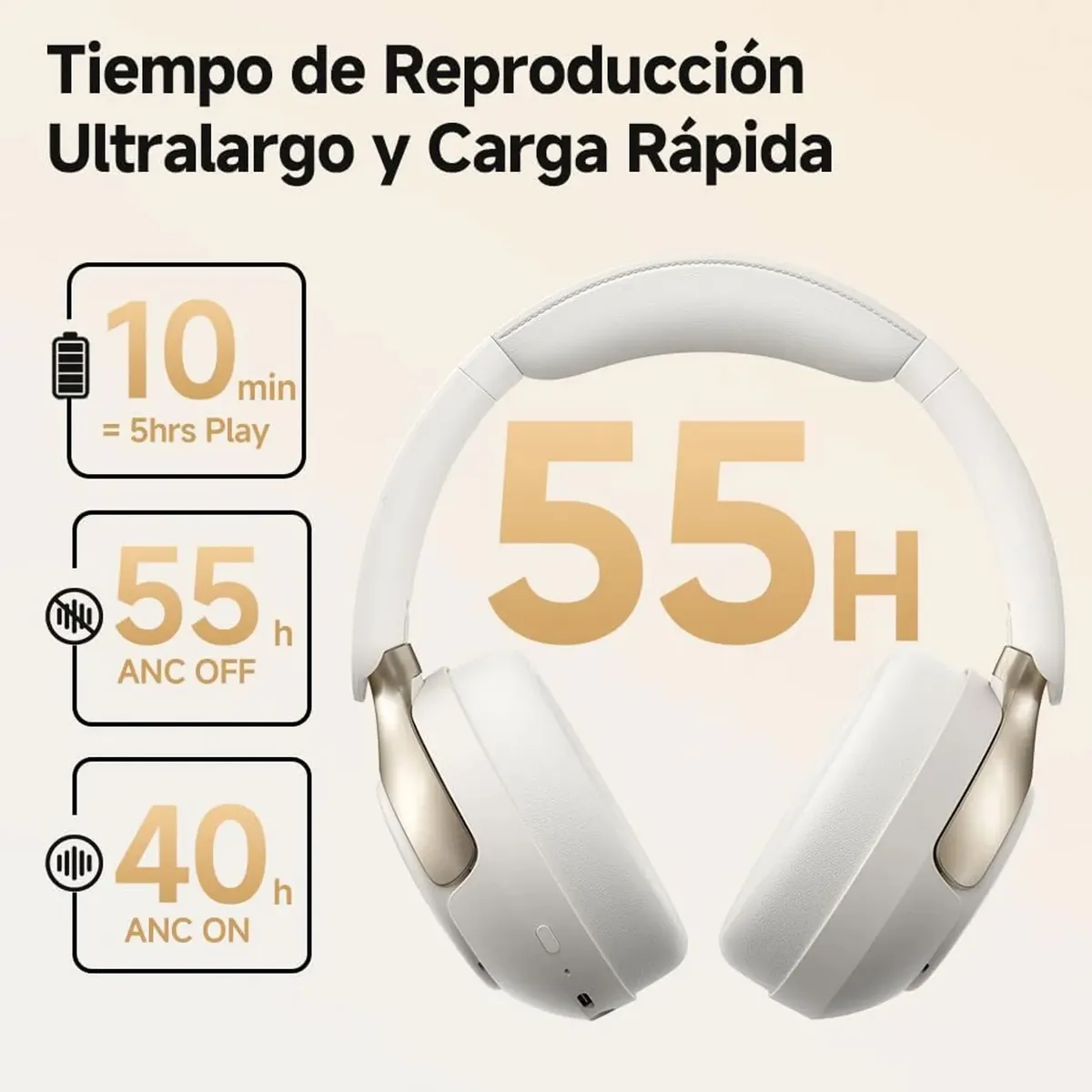 QCY - Audífonos Inalámbricos QCY H3 Pro Blanco 50dB Cancelación de Ruido