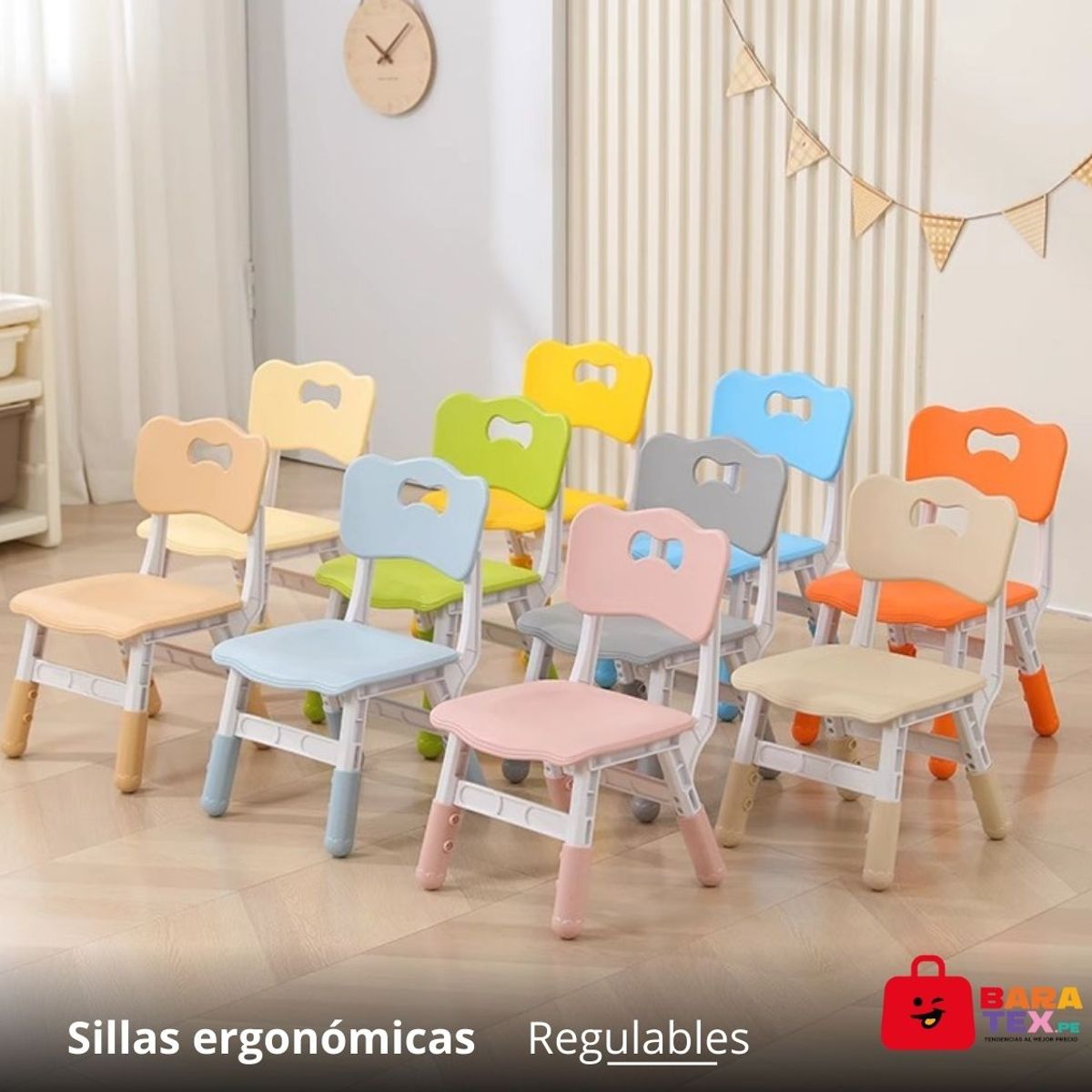 GENERICO - Silla infantil Moderno de plástico con asa para niños - rosa