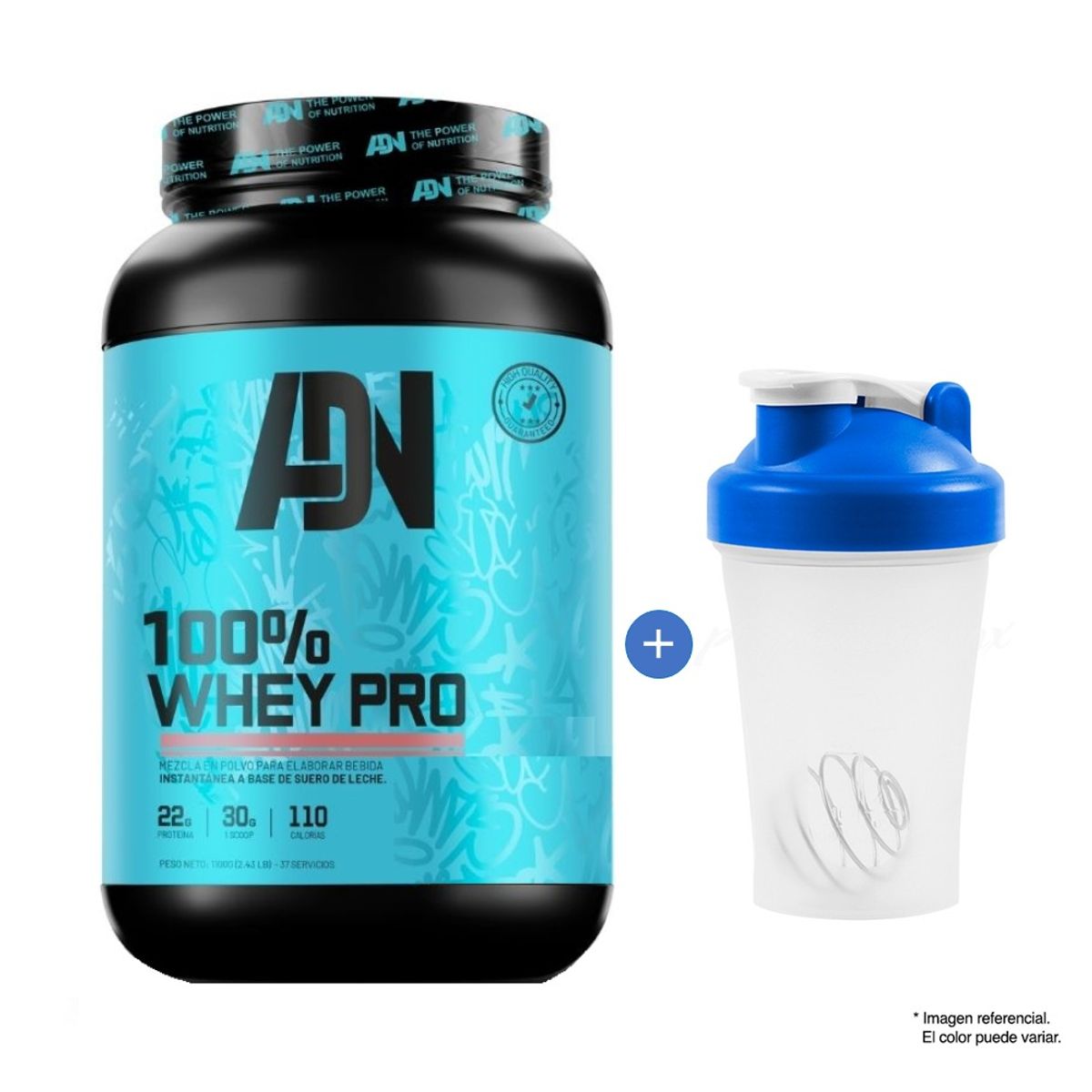 ADN - PROTEÍNA 100% WHEY PRO 1.1 KG CHOCOLATE - 37 SERVICIOS