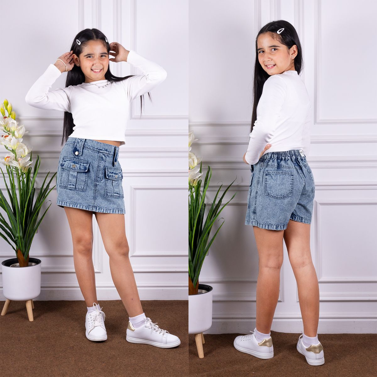 DANUS - short falda cargo denim niña-danus