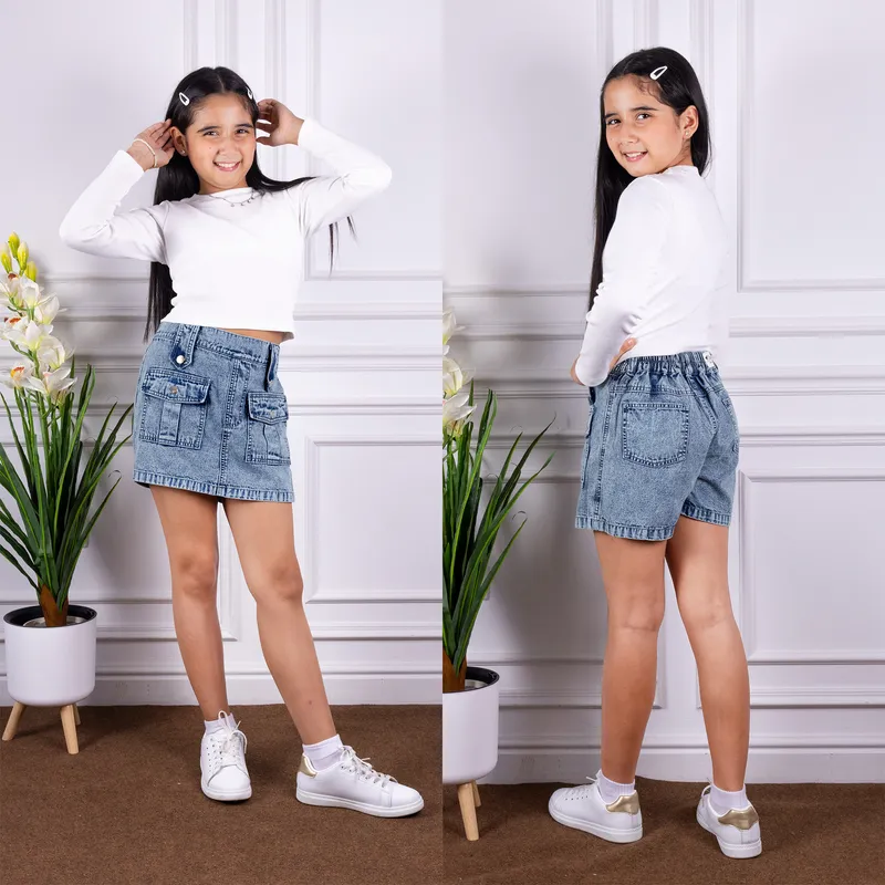 DANUS - short falda cargo denim niña-danus