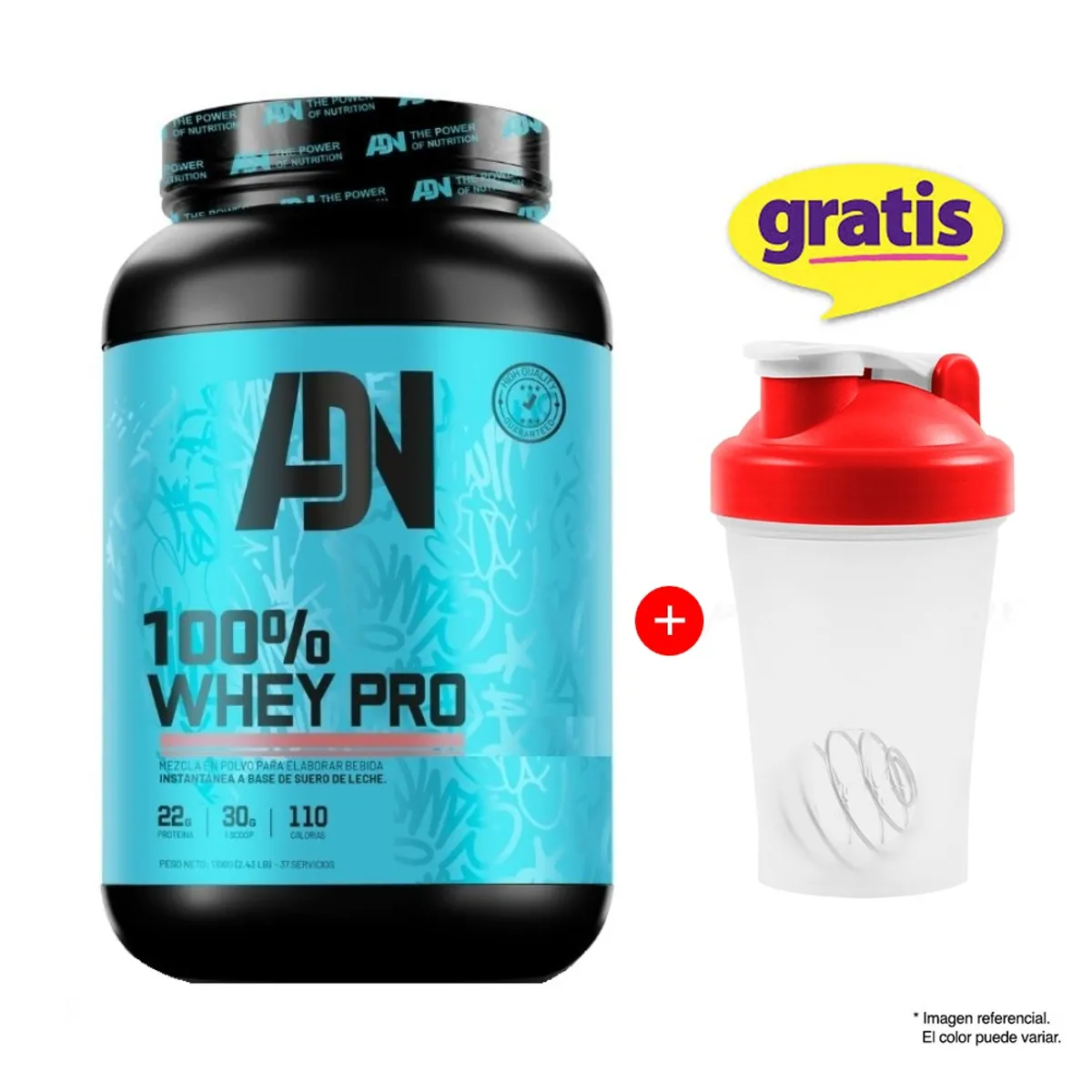 ADN - PROTEÍNA 100% WHEY PRO 1.1 KG VAINILLA - 37 SERVICIOS