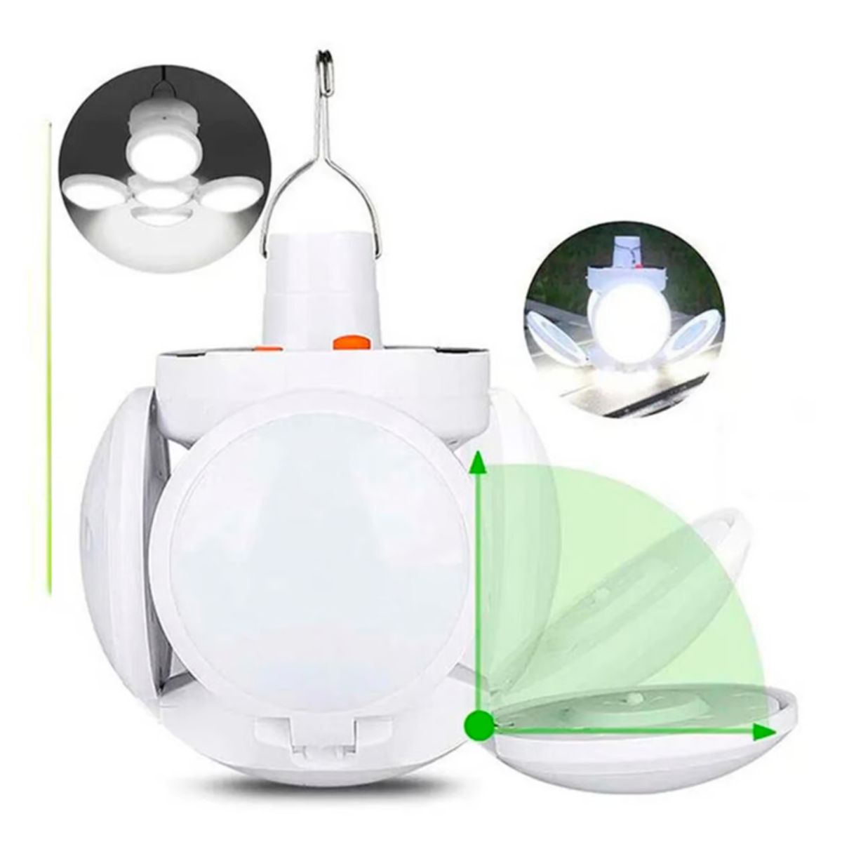 GENERICO - Foco Lámpara Led Portátil Recargable Luz Solar De 4 Aspas Plegable