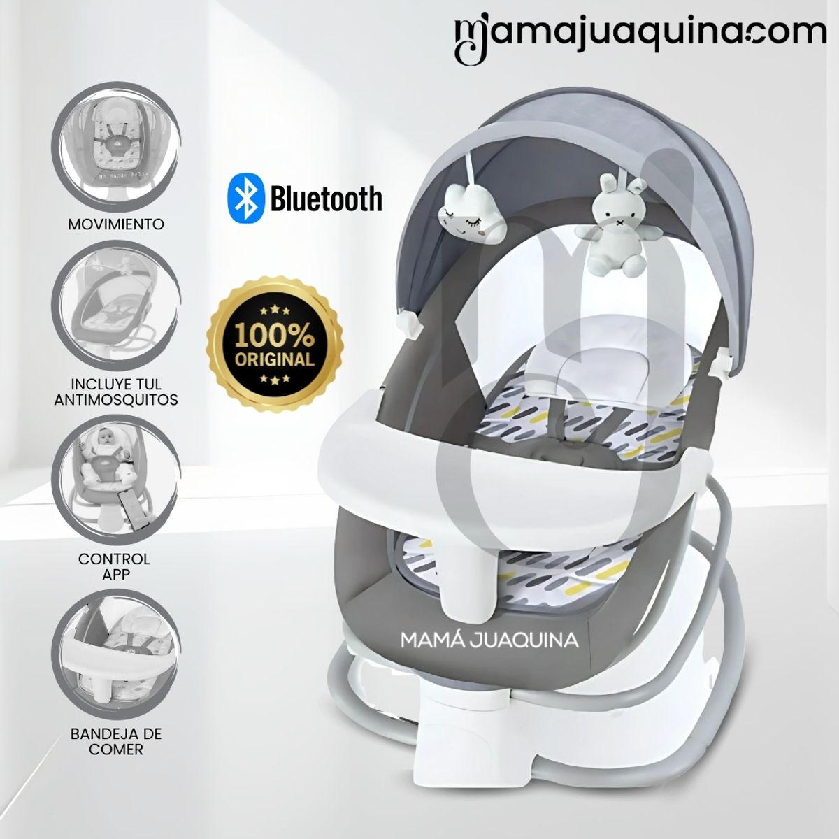 BABY - Mecedora Plegable Eléctrica para Bebés «DOLLY II» Gray