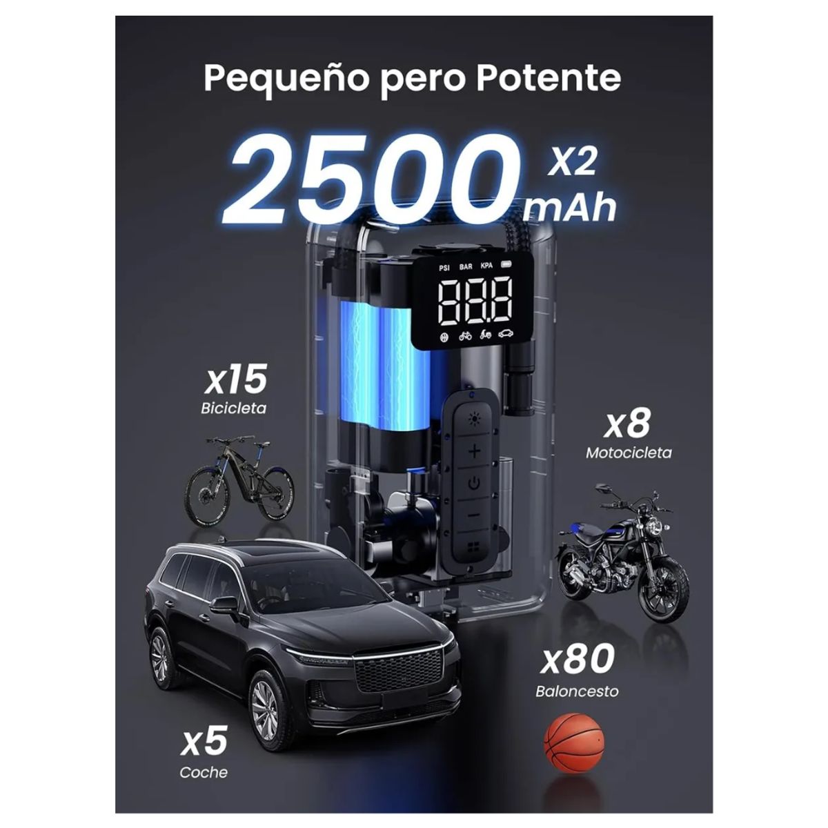 UGREEN - Inflador de Llanta Compresora de aire para Auto Portatil