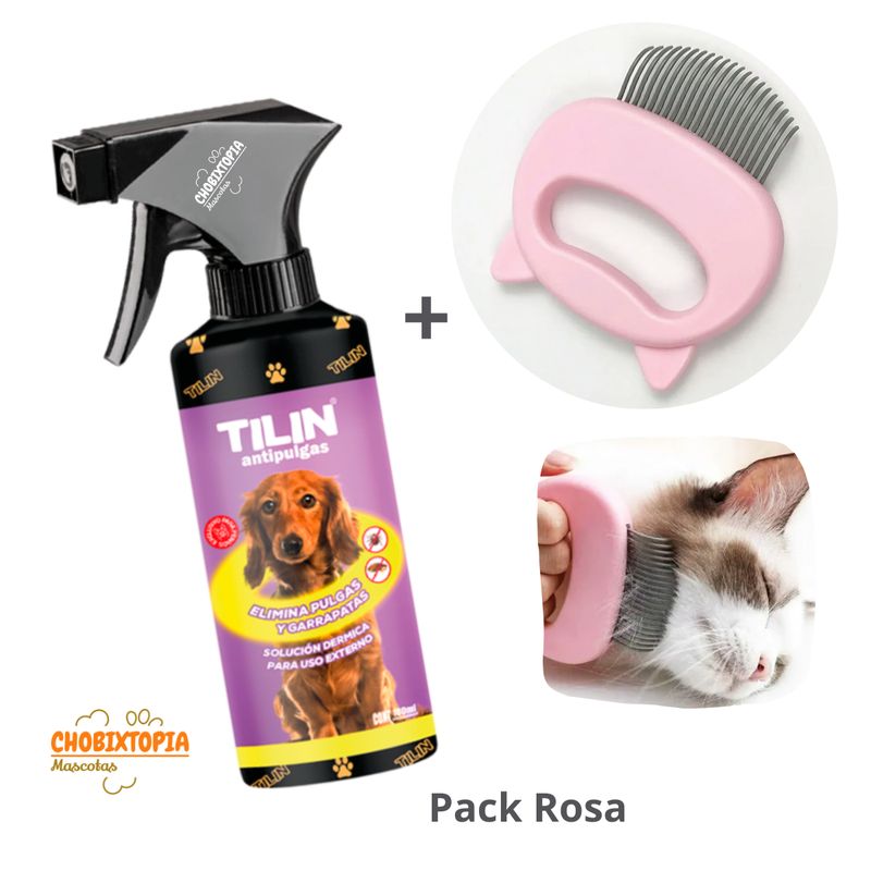 PLOP - ANTIPULGAS "TILIN" FRASCO x 180 Ml + CEPILLO ROSA