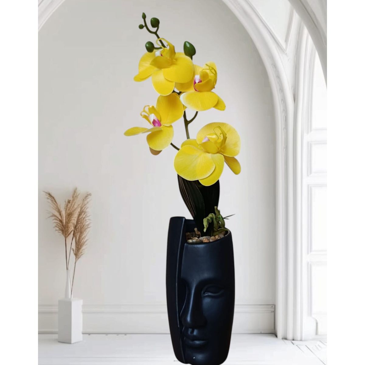 GENERICO - Orquídea Amarillas en jarrón de Escultura Abstracta