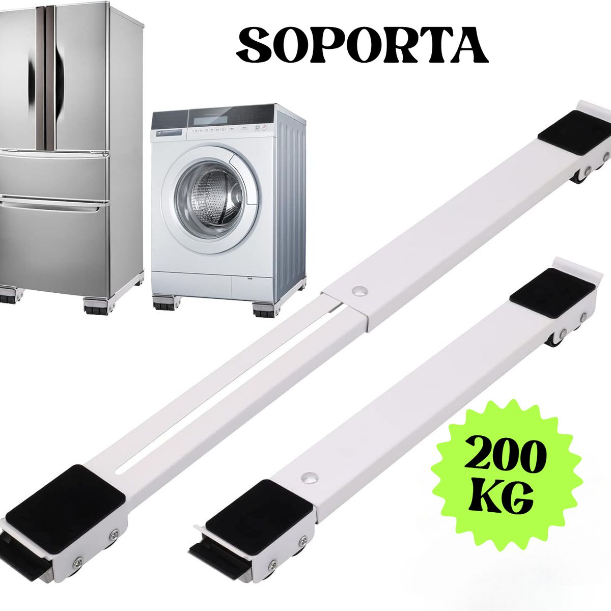 GENERICO - SOPORTE BASE MÓVIL EXPANDIBLE LAVADORA REFRIGERADOR DE 2 PIEZAS GRIS