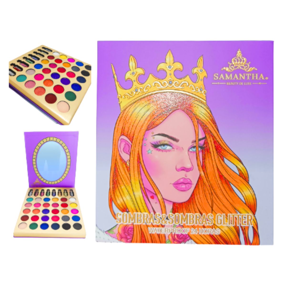 GENERICO - Paleta Sombras & Sombras Glitter Waterproof 24 H - SAMANTHA