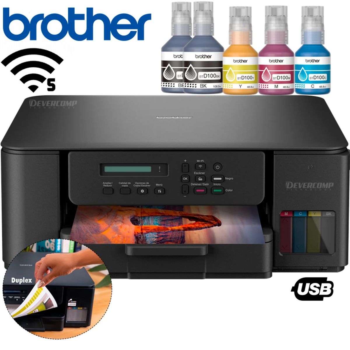 BROTHER - Impresora Brother DCP-T530DW Multifuncional Duplex Wifi