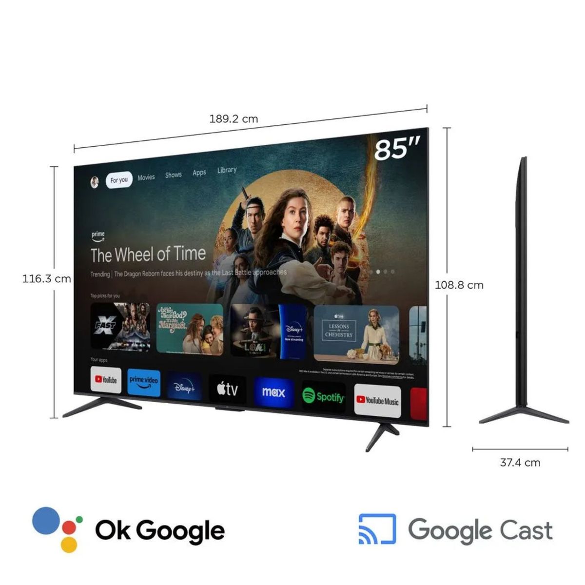 TCL - Televisor TCL Mini LED 85" QD UHD 4K Smart Google TV 85C6K - Nuevo 2025