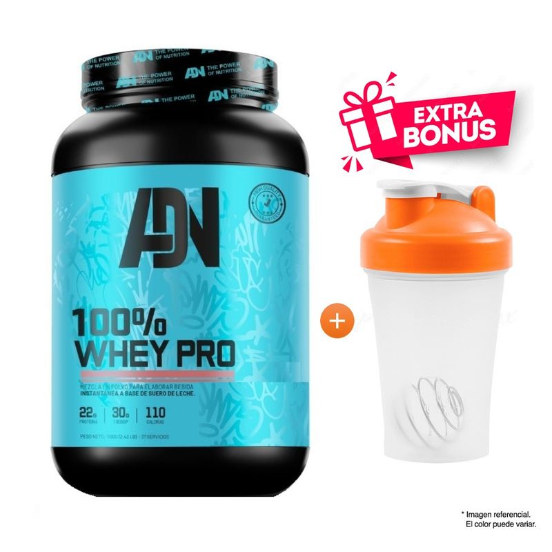 ADN - PROTEÍNA 100% WHEY PRO 1.1 KG CHOCOLATE - 37 SERVICIOS