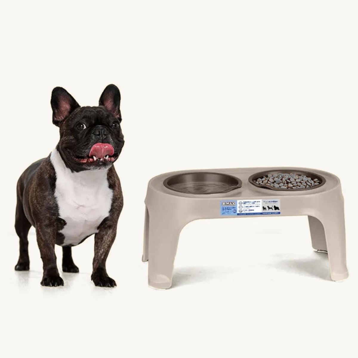 RIMAX - Comedero Alto Perros Medianos Taupe Mocca