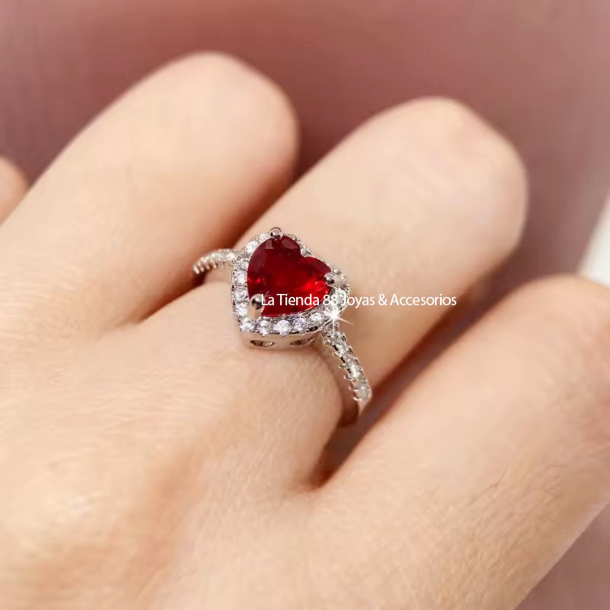 LA TIENDA 88 JOYAS Y ACCESORIOS - La Tienda 88 - Anillo De Compromiso Mujer Bañado Oro 18k - Rojo