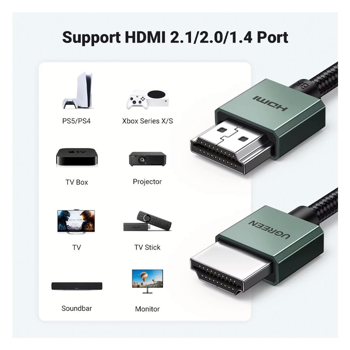 UGREEN - Cable Hdmi Ugreen Certificado 2.1 8k 60hz 2metros