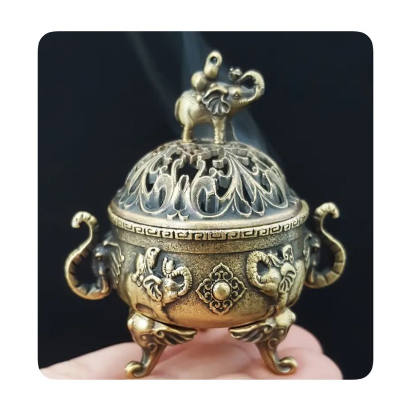 GENERICO - Quemador Incienso Estilo Patas de Elefante - Bronce