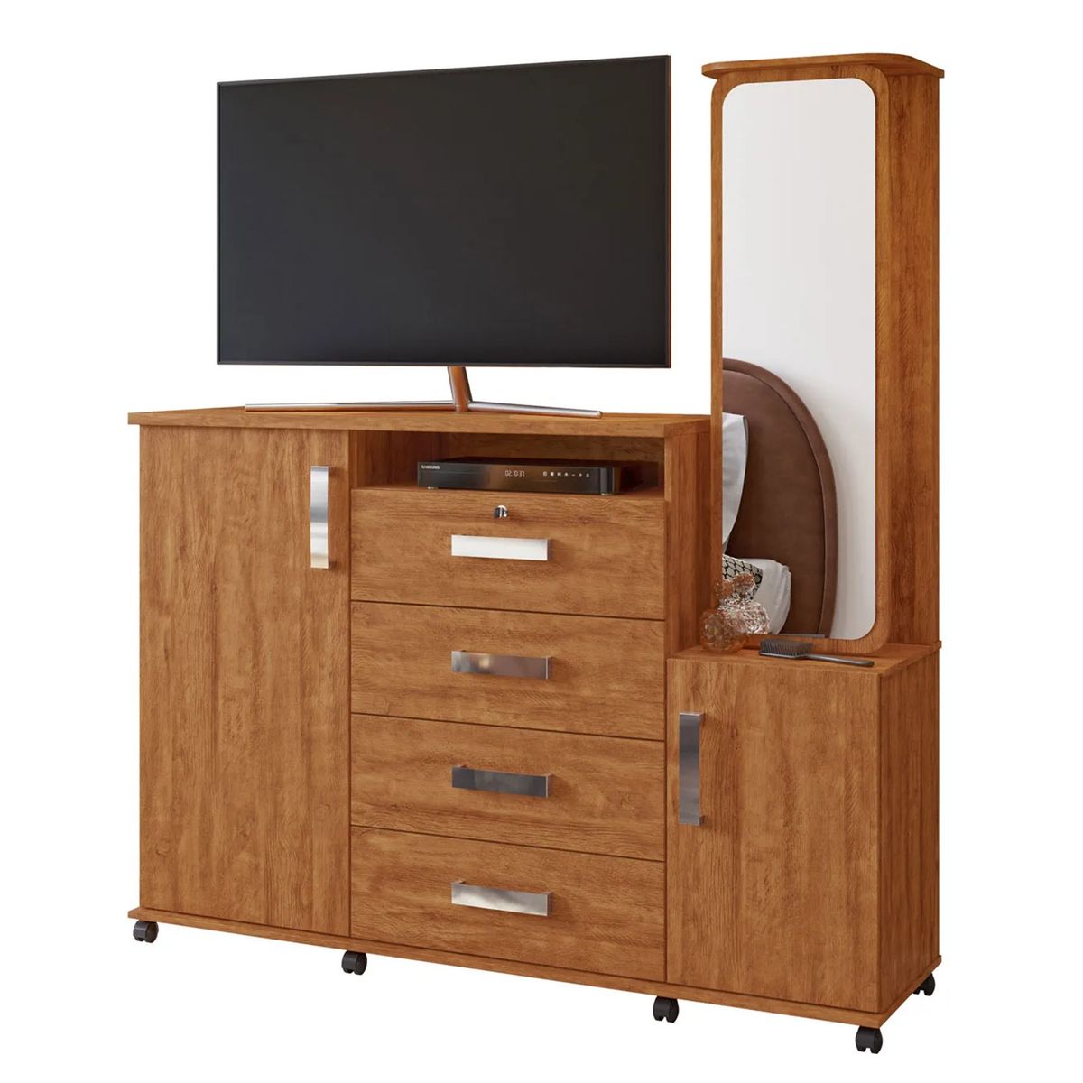 DIBA MUEBLES - Comoda Con Espejo y Ruedas Miko - Diba Muebles