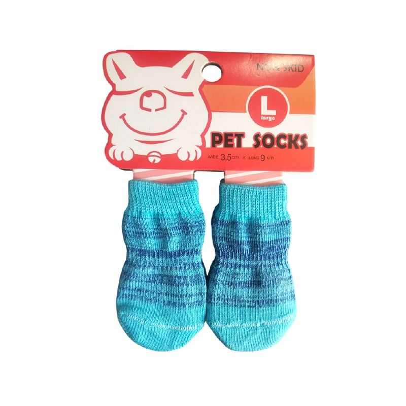 GENERICO - Pack x 1 Set de medias antideslizantes raya turquesa talla L