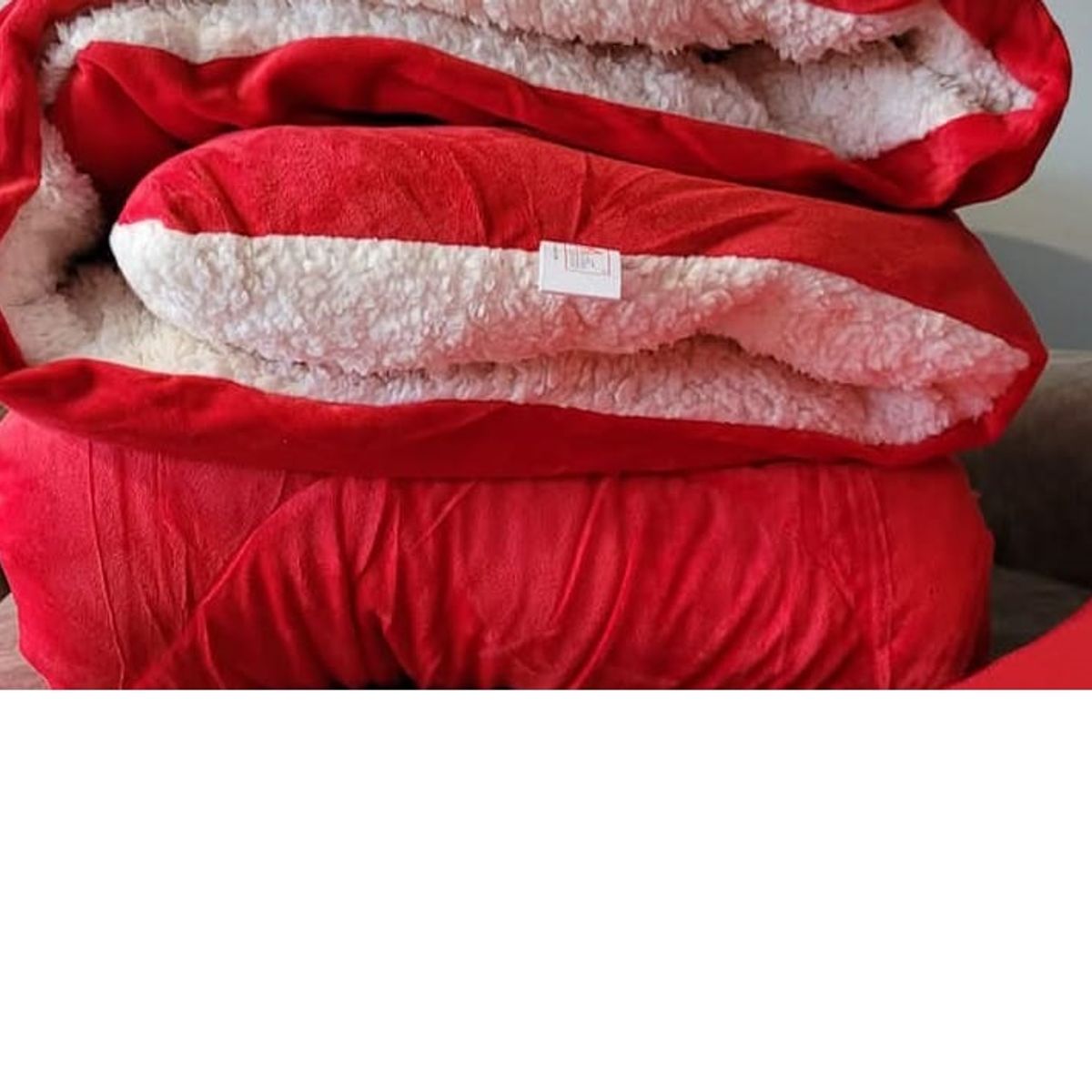GENERICO - EDREDÓN MICROSHERPA CON CARNERO 2 PLAZA 1 PIEZA ROJO