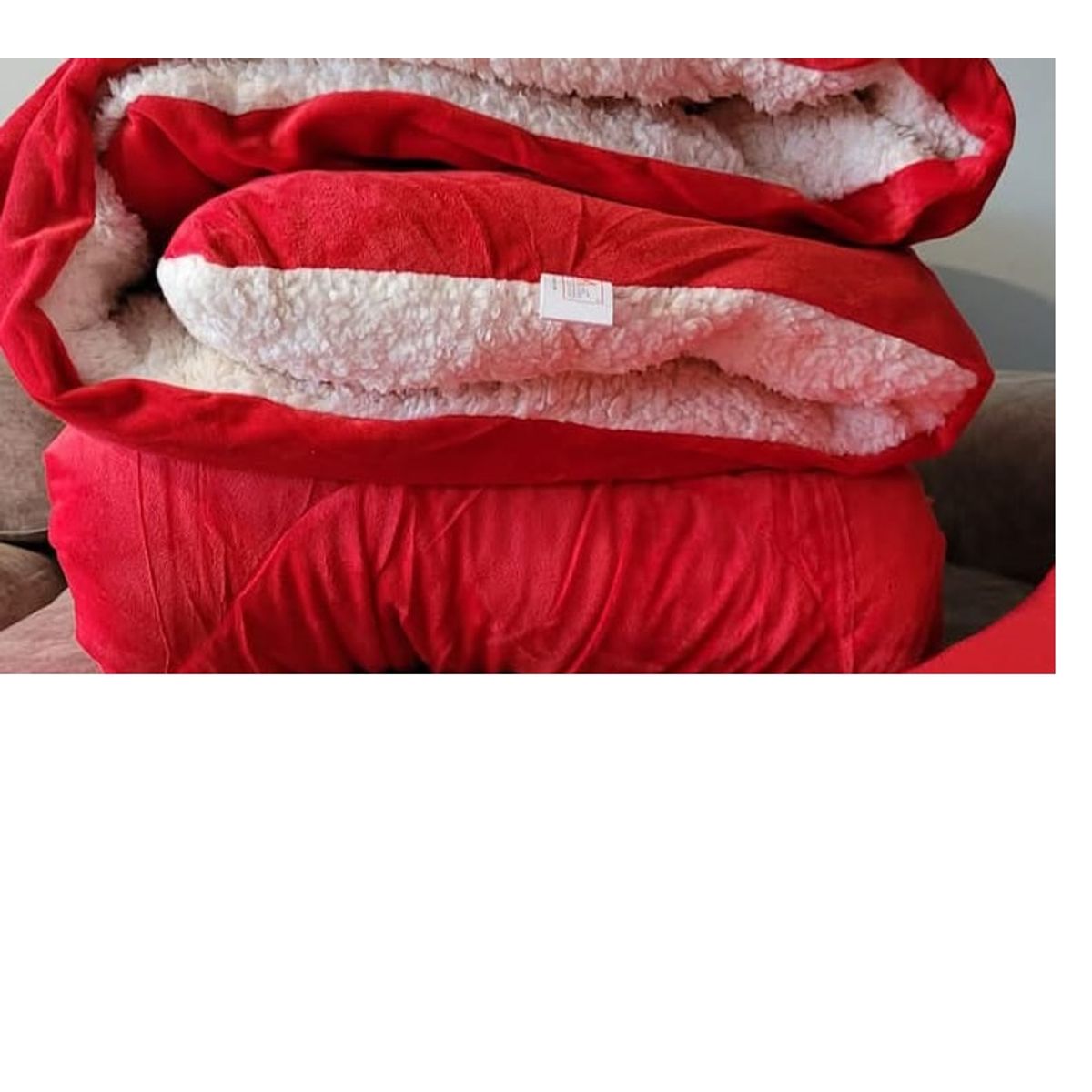 GENERICO - EDREDÓN MICROSHERPA CON CARNERO 2 PLAZA 1 PIEZA ROJO