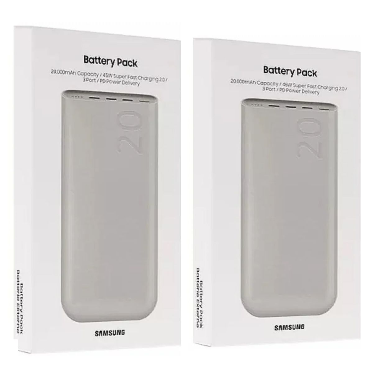 SAMSUNG - X2 Batería Externa Samsung 20000 mAh Carga Rápida Beige