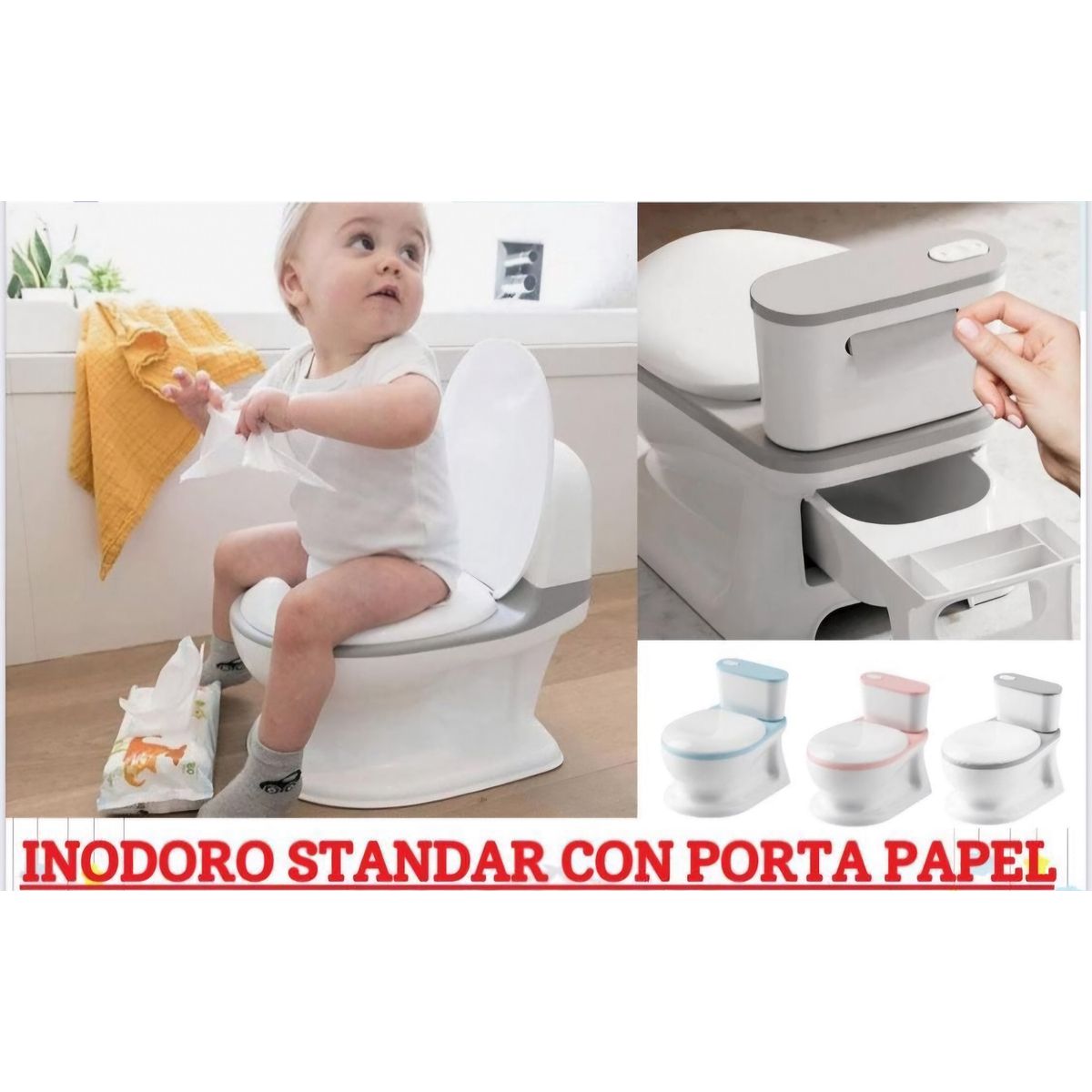GENERICO - Inodoro Infantil De Aprendizaje Con Porta Papel Para Niños