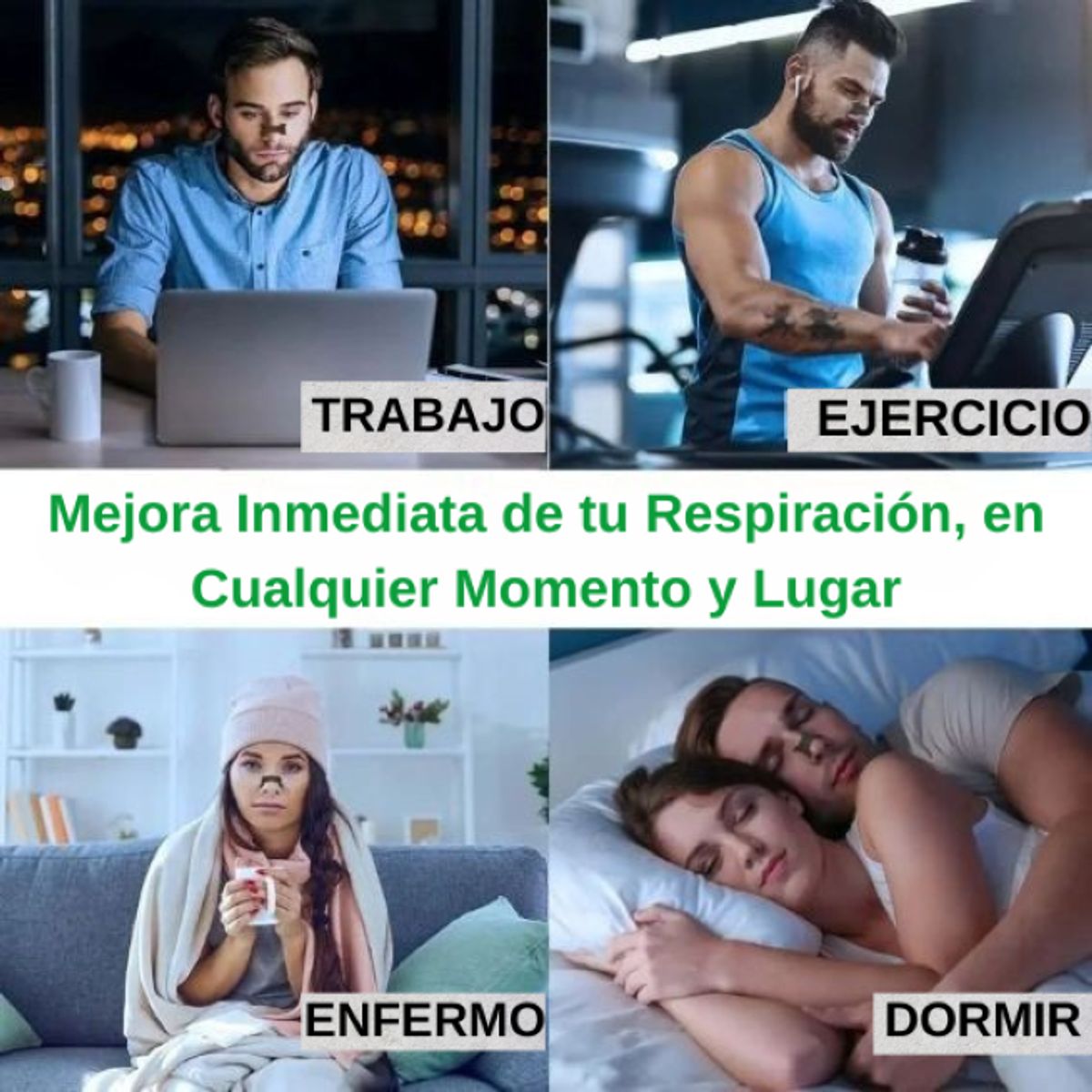 GENERICO - Tiras Nasales Talla L + Cinta Bucal PACK Antironquidos Duerme Mejor