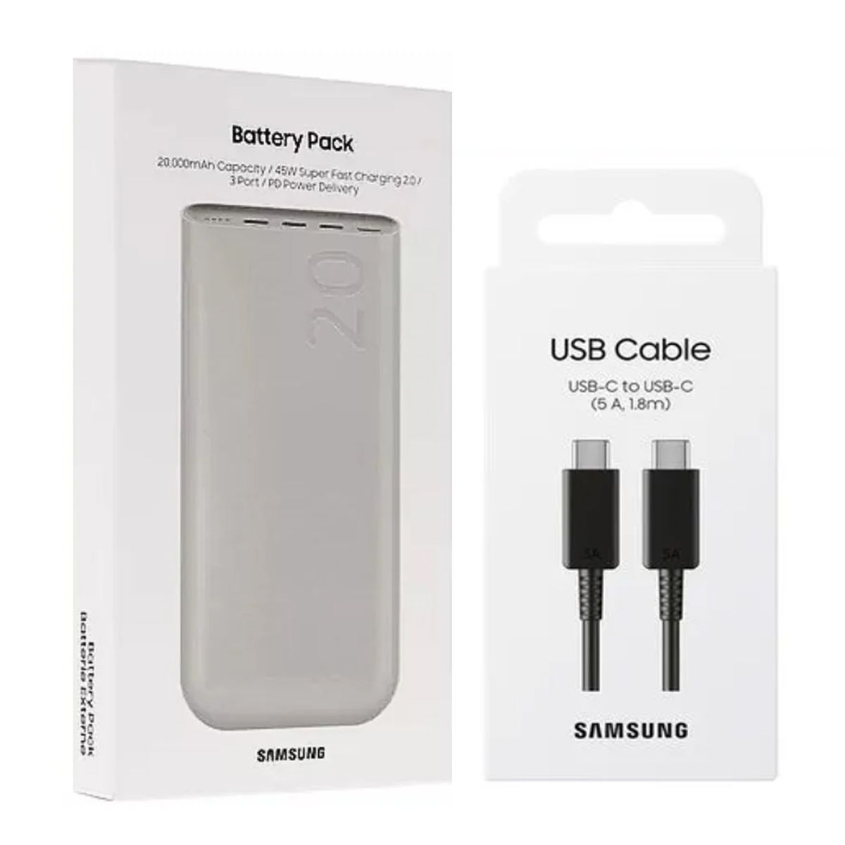 SAMSUNG - Cargador Power Bank 20000mAh + Cable Samsung 180cm