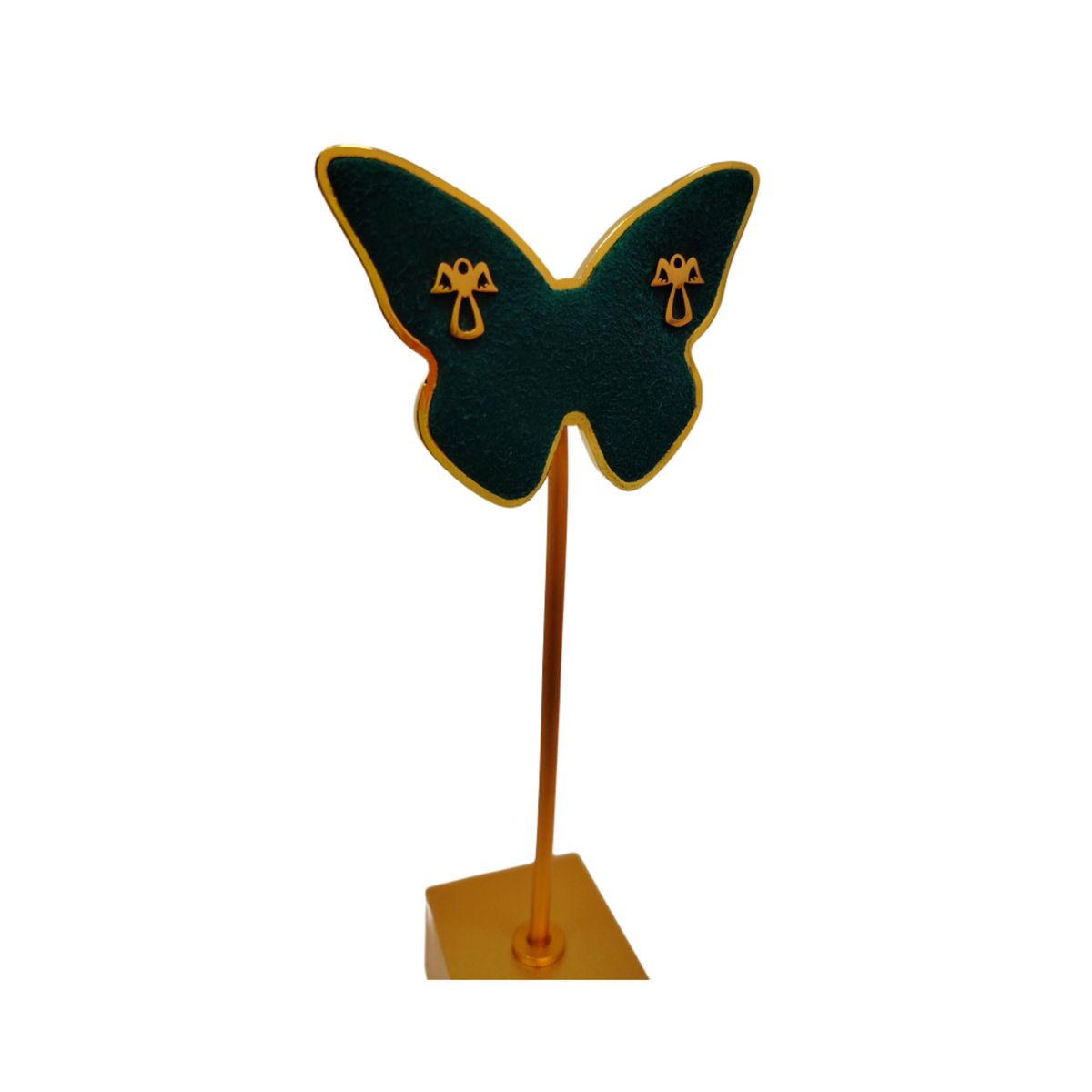 GENERICO - Pack Acero Collar con dije y Aretes - Angel de la Guarda Dorado