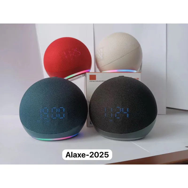GENERICO - Parlante asistente ALAXE 2025-NEGRO luces RGB y RELOJ