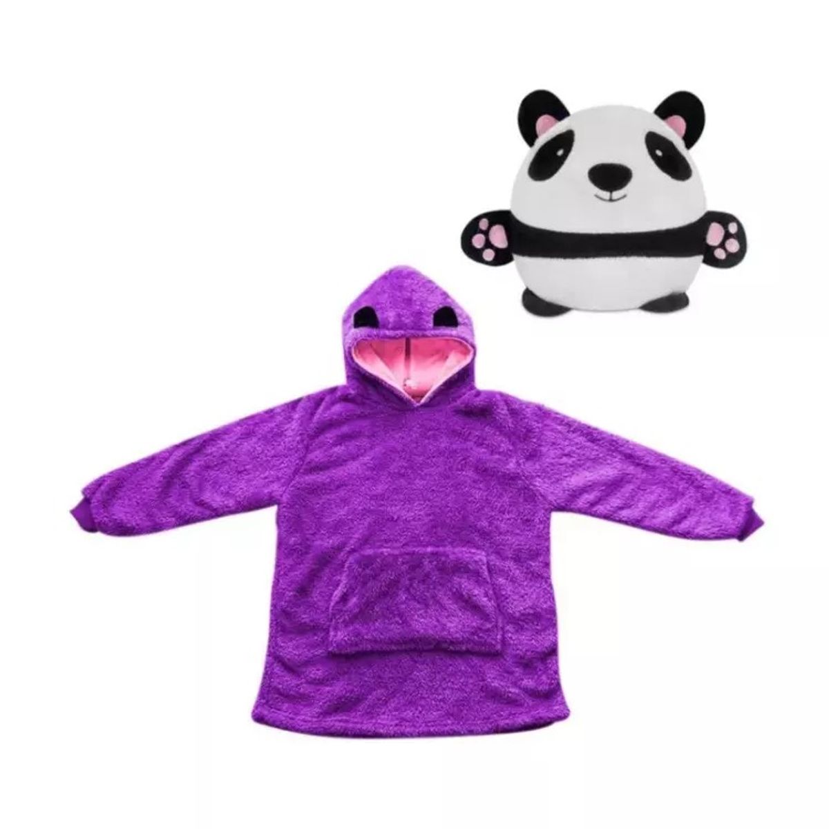 GENERICO - Peluche Convertible En Polera Con Capucha para Niños Panda