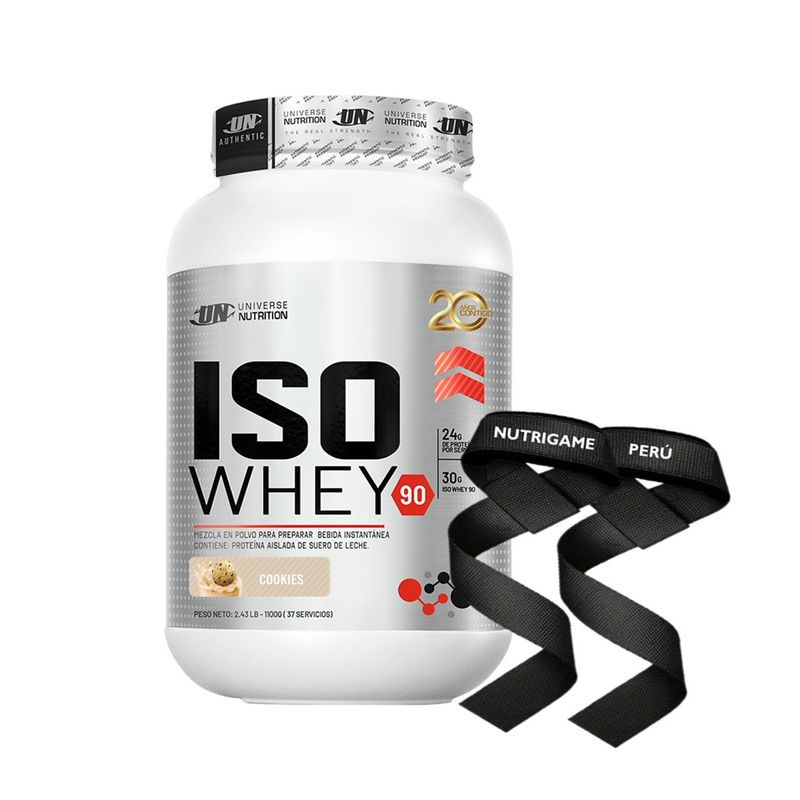 UNIVERSE NUTRITION - ISO WHEY 90 1,1Kg Proteína Isolatada COOKIES +Shaker - Tienda Física
