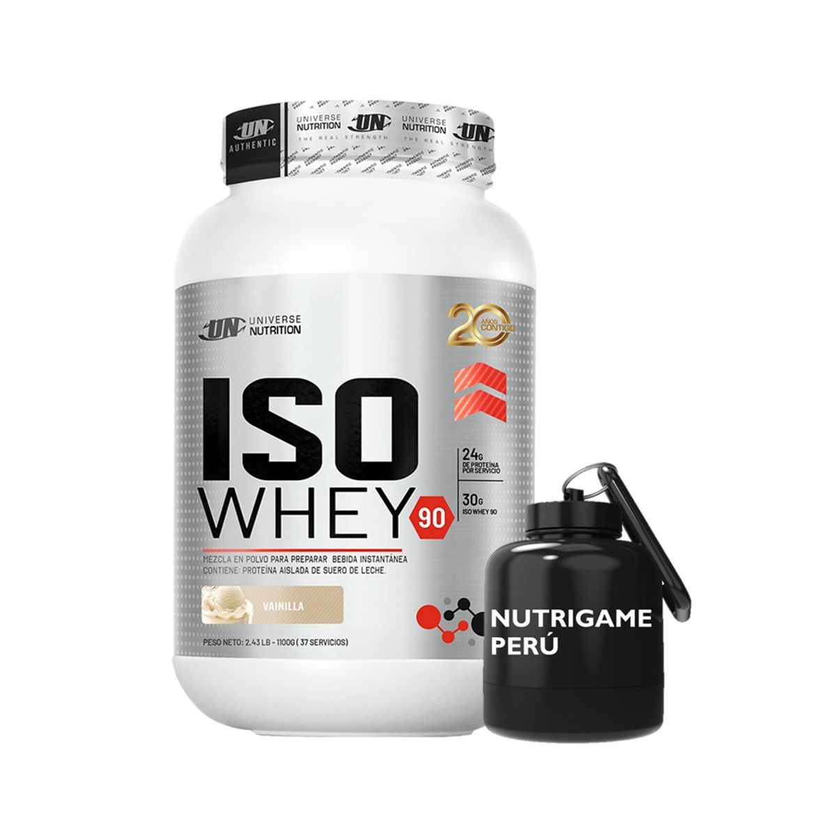 UNIVERSE NUTRITION - ISO WHEY 90 1,1Kg Proteína Isolatada VAINILLA +Porta - Tienda Física
