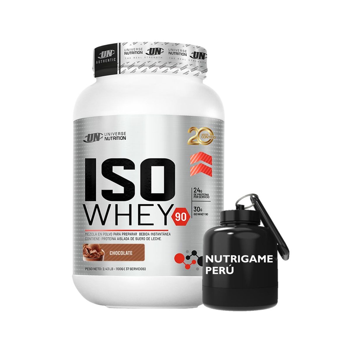 UNIVERSE NUTRITION - ISO WHEY 90 1,1Kg Proteína Isolatada CHOCOLATE +Porta - Tienda Física