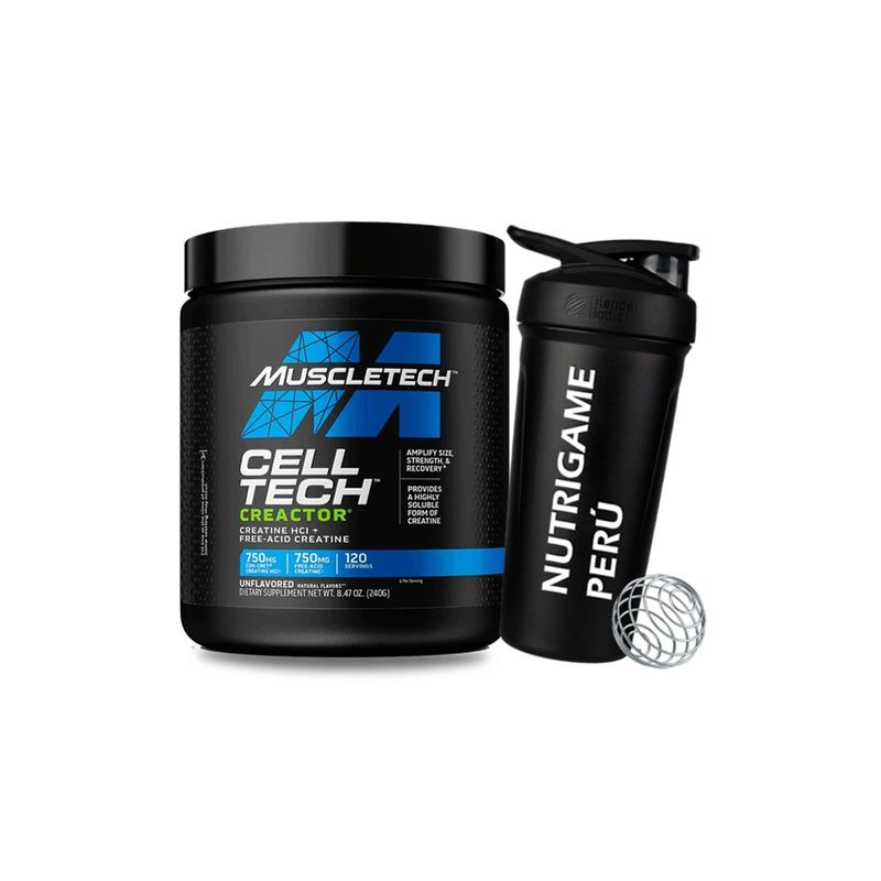 MUSCLETECH - CREACTOR CELL TECH Creatina HCL 120Servicios - 240Gr UNFLAVORED +SHAKER