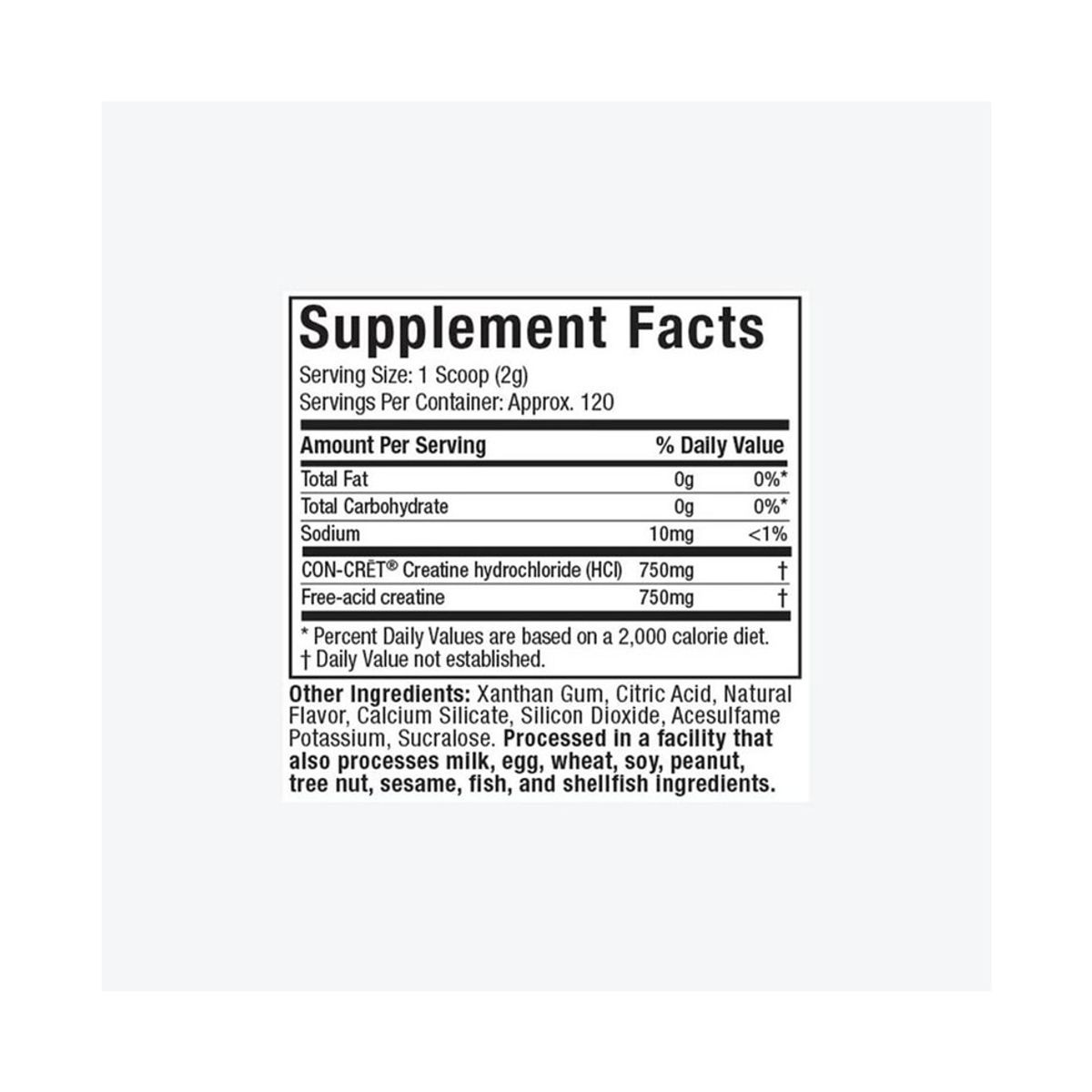 MUSCLETECH - CREACTOR CELL TECH Creatina HCL 120Servicios - 240Gr UNFLAVORED +PORTA