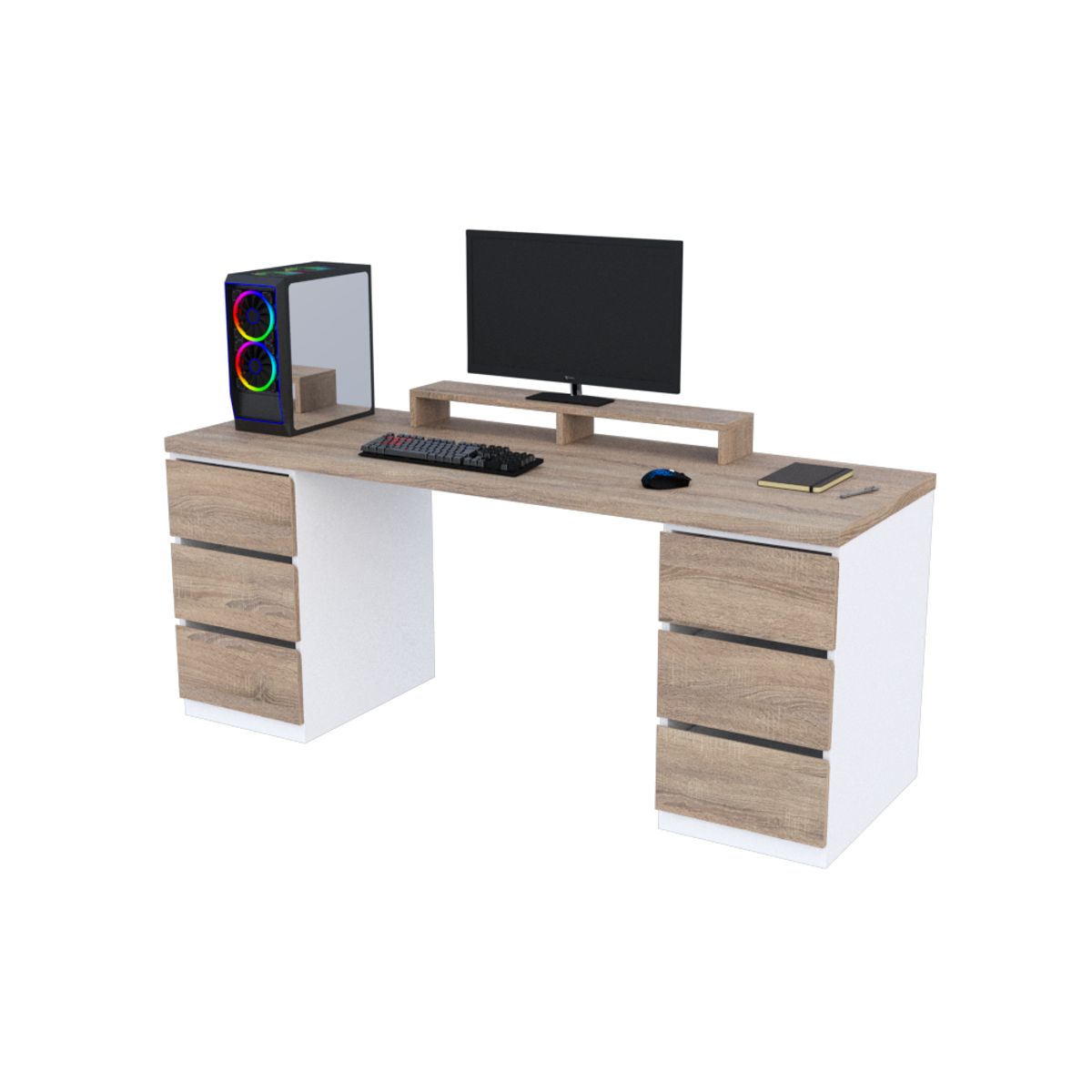 MUEBLES MACRUMO - ESCRITORIO GAMER 6 CAJONES VIENES