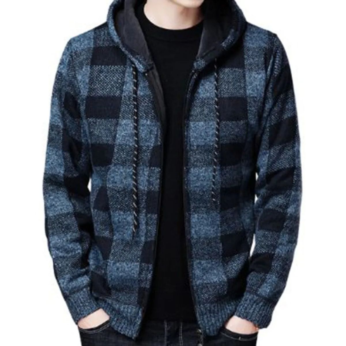 GIOIO - Chamarra A Cuadros Con Capucha Para Hombre