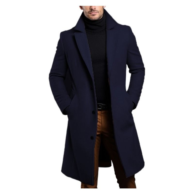 GIOIO - Gabardina Hombre Lana Largo Medio Corte Preciso Solapa Sastrería​