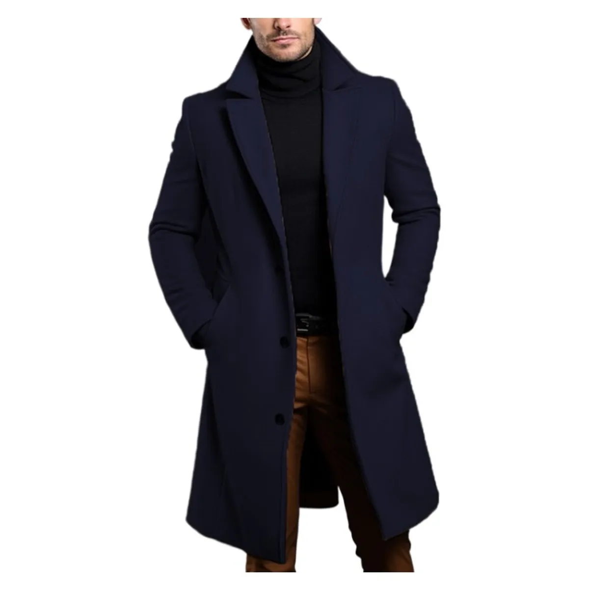 GIOIO - Gabardina Hombre Lana Largo Medio Corte Preciso Solapa Sastrería​