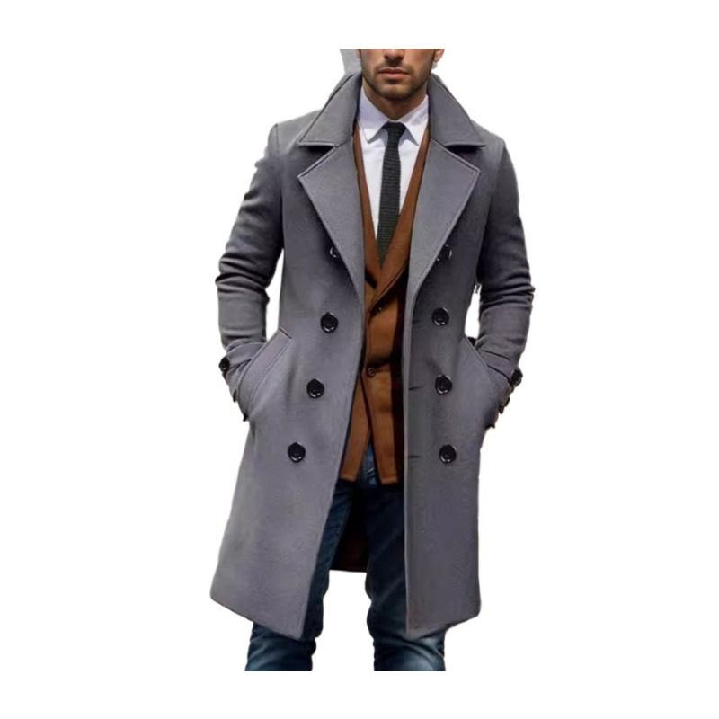 GIOIO - Abrigo Hombre Lana Gruesa Mediano Doble Botón Corte Preciso Elegante​