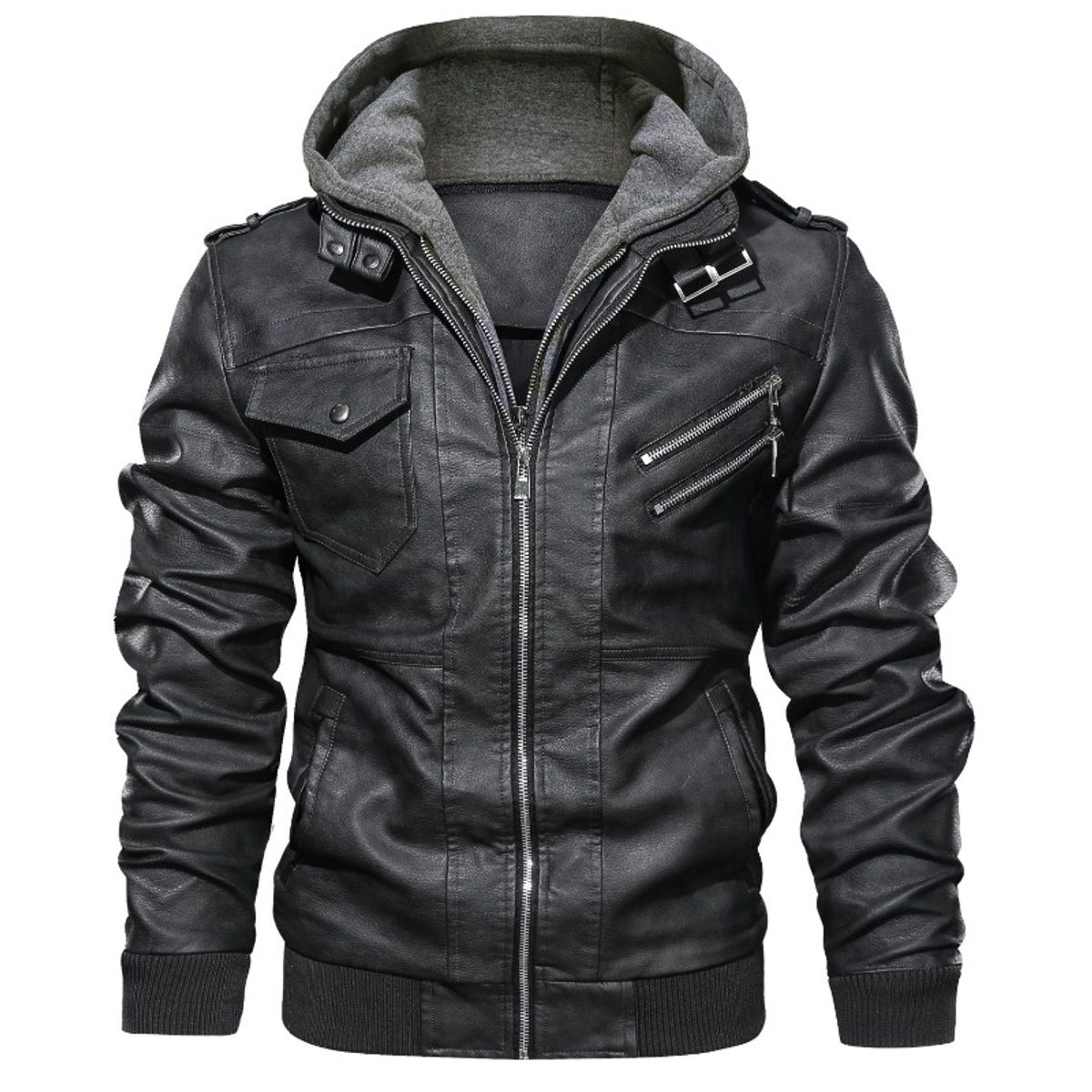 GIOIO - Chaqueta Hombre Sintético Lavado Capucha Urbano Vanguardista Premium